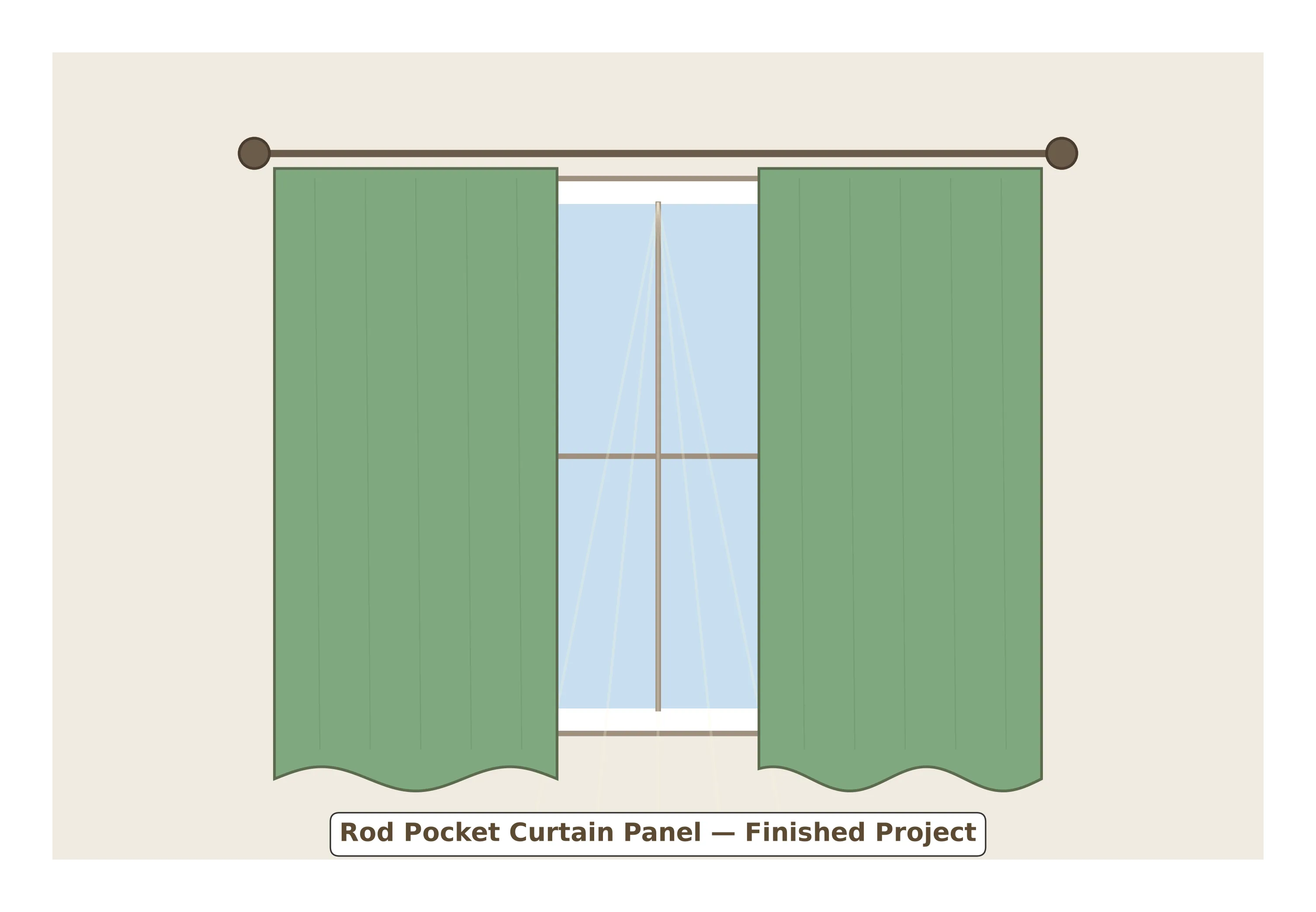 Soft linen rod pocket curtain panel filtering morning light through a living room window